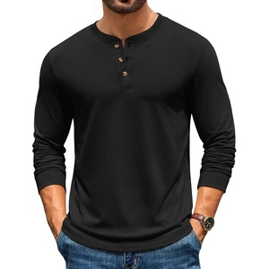 image:imageCOOFANDY Mens Henley TShirts Long Sleeve Casual Pullover Shirt Basic TopsBlack