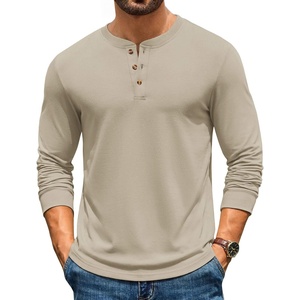 image:imageCOOFANDY Mens Henley TShirts Long Sleeve Casual Pullover Shirt Basic TopsKhaki