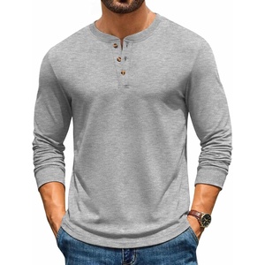 image:imageCOOFANDY Mens Henley TShirts Long Sleeve Casual Pullover Shirt Basic TopsLight Grey