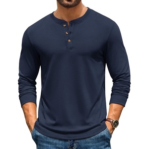 image:imageCOOFANDY Mens Henley TShirts Long Sleeve Casual Pullover Shirt Basic TopsNavy Blue