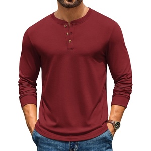 image:imageCOOFANDY Mens Henley TShirts Long Sleeve Casual Pullover Shirt Basic TopsWine Red