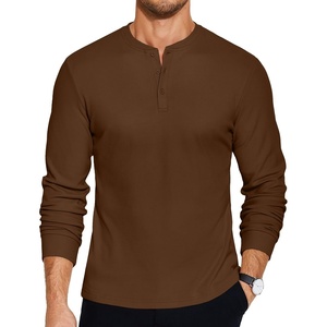 image:imageCOOFANDY Mens Henley TShirts Long Sleeve Pullover Shirt Casual Basic TeesBrown