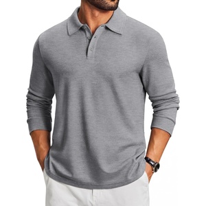 image:imageCOOFANDY Mens Knit Polo Shirt Long Sleeve Polo Sweaters Casual Golf ShirtsGrey