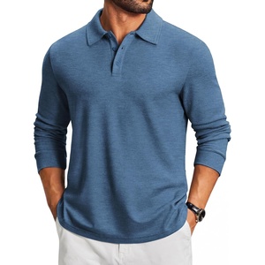 image:imageCOOFANDY Mens Knit Polo Shirt Long Sleeve Polo Sweaters Casual Golf ShirtsSea Blue