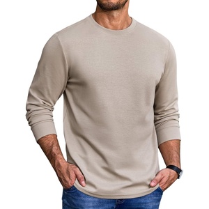image:imageCOOFANDY Mens Long Sleeve Crew Neck T Shirts Cotton Pullover SweatshirtKhaki