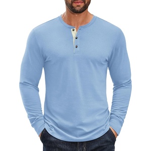 image:imageCOOFANDY Mens Long Sleeve Henley Shirts Cotton TShirts Casual Pullover Shirt Soft Stretch Basic Tees Fall TopsSapphire