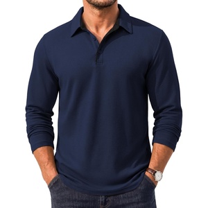 image:imageCOOFANDY Mens Long Sleeve Polo Shirt Collared Performance Golf ShirtsDark Blue