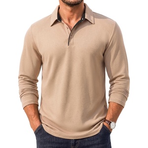image:imageCOOFANDY Mens Long Sleeve Polo Shirt Collared Performance Golf ShirtsKhaki