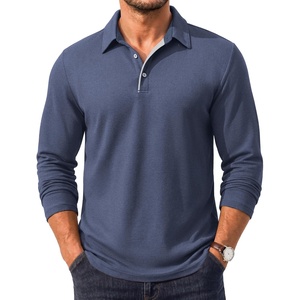 image:imageCOOFANDY Mens Long Sleeve Polo Shirt Collared Performance Golf ShirtsNavy Blue
