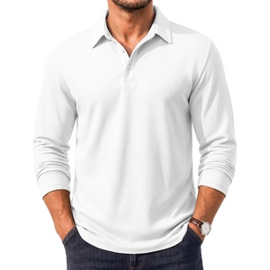 image:imageCOOFANDY Mens Long Sleeve Polo Shirt Collared Performance Golf ShirtsWhite