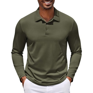 image:imageCOOFANDY Mens Long Sleeve Polo Shirt Golf Lightweight Breathable Moisture Wicking Shirt for Business Casual Work Outdoor1 Pack Army Green