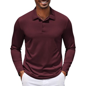 image:imageCOOFANDY Mens Long Sleeve Polo Shirt Golf Lightweight Breathable Moisture Wicking Shirt for Business Casual Work Outdoor1 Pack Maroon