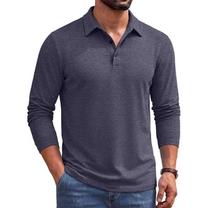 image:imageCOOFANDY Mens Long Sleeve Polo Shirts Casual Basic Lightweight Button TeeDark Blue