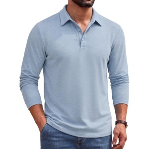 image:imageCOOFANDY Mens Long Sleeve Polo Shirts Casual Basic Lightweight Button TeeLight Blue