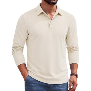 image:imageCOOFANDY Mens Long Sleeve Polo Shirts Casual Basic Lightweight Button TeeWhite