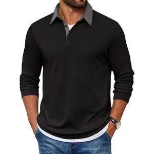 image:imageCOOFANDY Mens Long Sleeve Polo Shirts Casual Button Collared Shirts Raglan Golf T ShirtBlack
