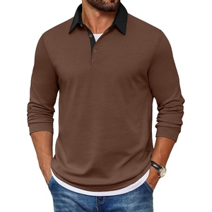 image:imageCOOFANDY Mens Long Sleeve Polo Shirts Casual Button Collared Shirts Raglan Golf T ShirtBrown