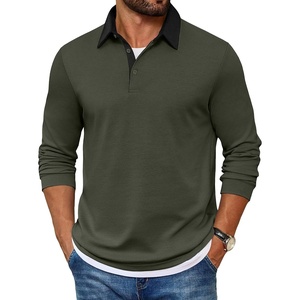image:imageCOOFANDY Mens Long Sleeve Polo Shirts Casual Button Collared Shirts Raglan Golf T ShirtDark Army Green