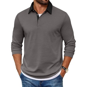 image:imageCOOFANDY Mens Long Sleeve Polo Shirts Casual Button Collared Shirts Raglan Golf T ShirtDark Gray