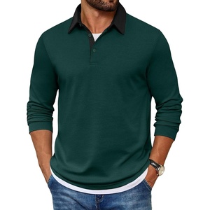 image:imageCOOFANDY Mens Long Sleeve Polo Shirts Casual Button Collared Shirts Raglan Golf T ShirtGreen
