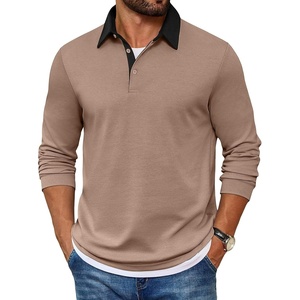 image:imageCOOFANDY Mens Long Sleeve Polo Shirts Casual Button Collared Shirts Raglan Golf T ShirtKhaki