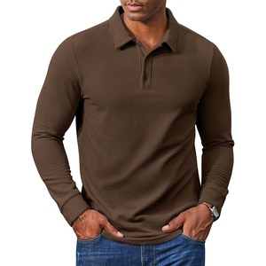 image:imageCOOFANDY Mens Long Sleeve Polo Shirts Casual Corduroy Polo TeeBrown