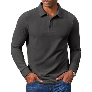 image:imageCOOFANDY Mens Long Sleeve Polo Shirts Casual Corduroy Polo TeeDark Grey
