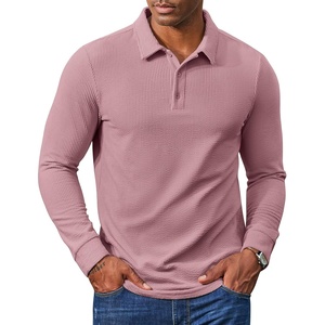 image:imageCOOFANDY Mens Long Sleeve Polo Shirts Casual Corduroy Polo TeeDusty Pink