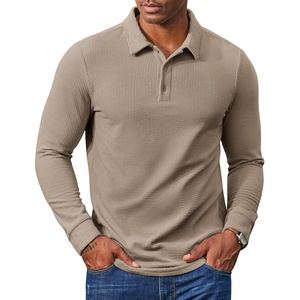 image:imageCOOFANDY Mens Long Sleeve Polo Shirts Casual Corduroy Polo TeeKhaki