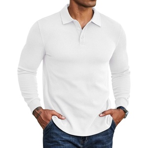 image:imageCOOFANDY Mens Long Sleeve Polo Shirts Casual Waffle Knit PoloWhite