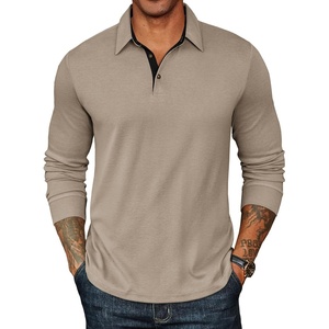 image:imageCOOFANDY Mens Long Sleeve Polo Shirts Classic Casual Button Polo TeeKhaki