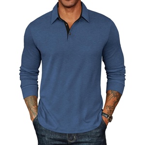 image:imageCOOFANDY Mens Long Sleeve Polo Shirts Classic Casual Button Polo TeeNavy Blue New