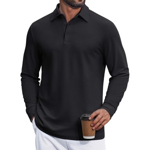 image:imageCOOFANDY Mens Long Sleeve Polo Shirts Classic Cotton Pique Polo ShirtsBlack