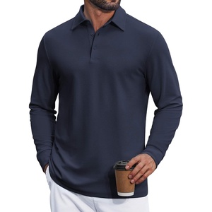 image:imageCOOFANDY Mens Long Sleeve Polo Shirts Classic Cotton Pique Polo ShirtsDark Blue