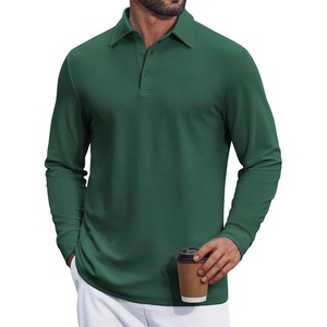 image:imageCOOFANDY Mens Long Sleeve Polo Shirts Classic Cotton Pique Polo ShirtsGreen