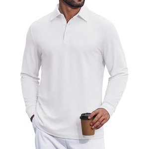image:imageCOOFANDY Mens Long Sleeve Polo Shirts Classic Cotton Pique Polo ShirtsWhite