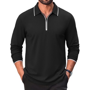 image:imageCOOFANDY Mens Long Sleeve Polo Shirts Cotton Quarter Zip Pullover ShirtBlack
