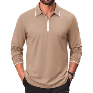 image:imageCOOFANDY Mens Long Sleeve Polo Shirts Cotton Quarter Zip Pullover ShirtKhaki