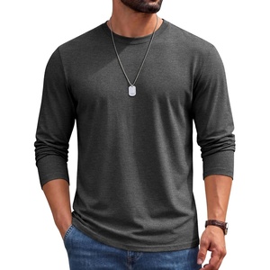 image:imageCOOFANDY Mens Long Sleeve Shirts Crew Neck Cotton TShirt Casual ShirtsDark Grey
