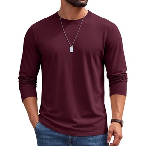 image:imageCOOFANDY Mens Long Sleeve Shirts Crew Neck Cotton TShirt Casual ShirtsDark Red