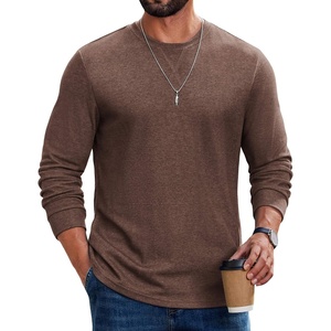 image:imageCOOFANDY Mens Long Sleeve T Shirt Cotton Blend Casual Tee ShirtsBrown