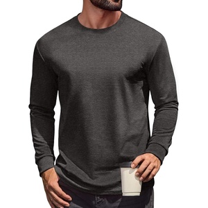 image:imageCOOFANDY Mens Long Sleeve T Shirt Heavyweight Crew Neck TShirt Premium Cotton Tee01dark Heather