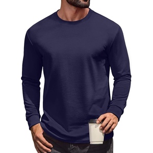 image:imageCOOFANDY Mens Long Sleeve T Shirt Heavyweight Crew Neck TShirt Premium Cotton TeeDark Blue