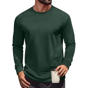 image:imageCOOFANDY Mens Long Sleeve T Shirt Heavyweight Crew Neck TShirt Premium Cotton TeeDark Green