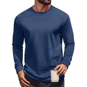 image:imageCOOFANDY Mens Long Sleeve T Shirt Heavyweight Crew Neck TShirt Premium Cotton TeeNavy