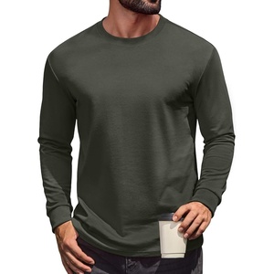 image:imageCOOFANDY Mens Long Sleeve T Shirt Heavyweight Crew Neck TShirt Premium Cotton TeeOlive Green
