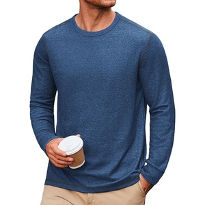 image:imageCOOFANDY Mens Long Sleeve T Shirts Cotton Crew Neck Heavyweight Tee Shirts Color Block Casual Pullover ShirtNavy Blue