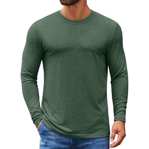 image:imageCOOFANDY Mens Long Sleeve T Shirts Crew Neck Casual Basic Pullover ShirtBright Green
