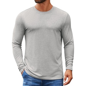 image:imageCOOFANDY Mens Long Sleeve T Shirts Crew Neck Casual Basic Pullover ShirtLight Grey