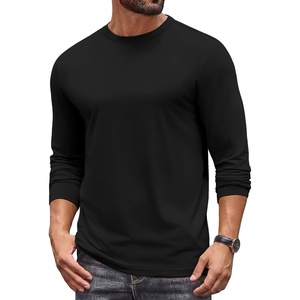 image:imageCOOFANDY Mens Long Sleeve TShirt Cotton Blend T Shirts Casual Crew Neck Basic Tee Soft Classic Regular Fit TshirtsBlack